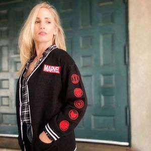 Her Universe Marvel Avengers Symbols Embroidered Cardigan - Size Small